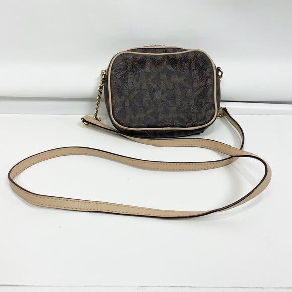 Michael Kors Women's Monogram Logo Crossbody Bag Brown Small - Picture 3 of 9